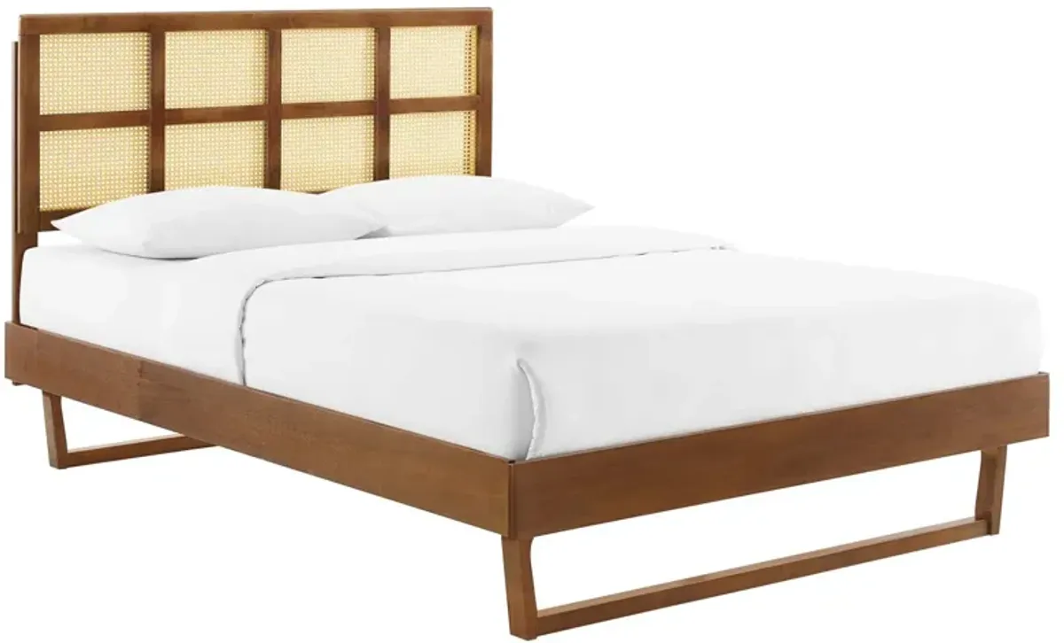 Modway - Sidney Cane and Wood King Platform Bed with Angular Legs