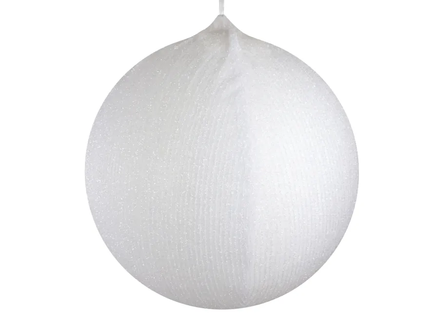 27.5" White Tinsel Inflatable Christmas Ball Ornament Outdoor Decoration