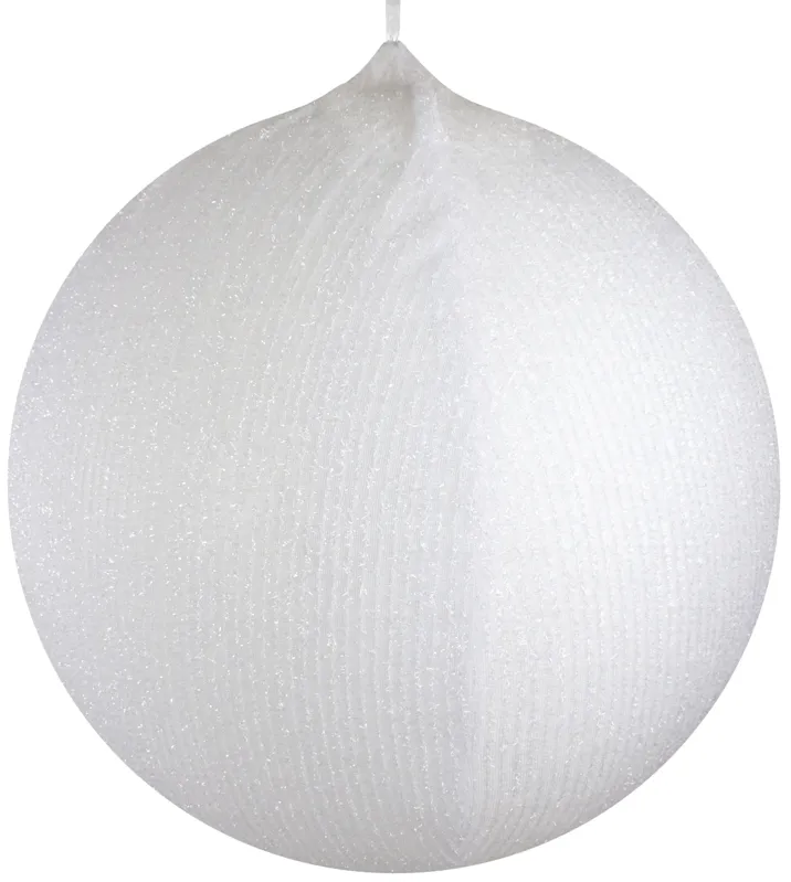 27.5" White Tinsel Inflatable Christmas Ball Ornament Outdoor Decoration