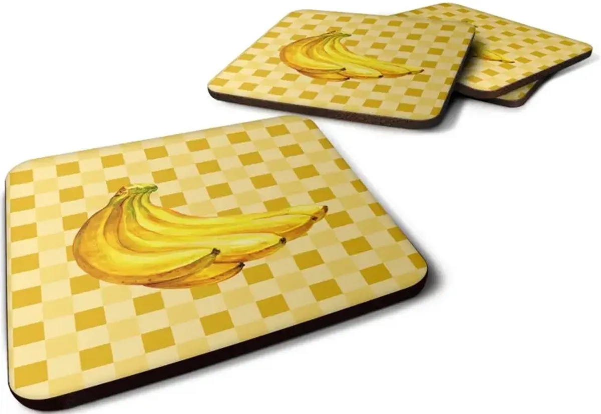 Caroline's Treasures Banana Bunch on Basketweave Decorative coasters, 3.5, Multicolor