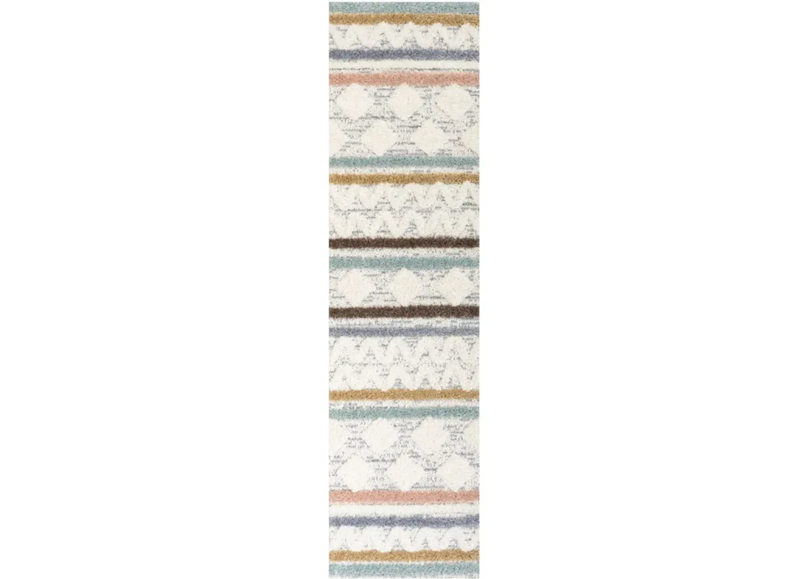 Faiza Moroccan Striped Geometric High-Low Area Rug