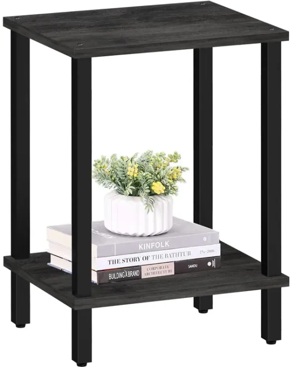 TUTOTAK End Table, Side Table, Nightstand, 2-Tier Storage Shelf, Sofa Table for Small Space, Living Room, Bed Room, Charcoal Gre