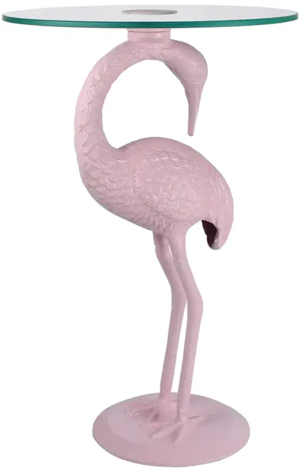Blanche Classic Mid-Century Glass Top Flamingo End Table