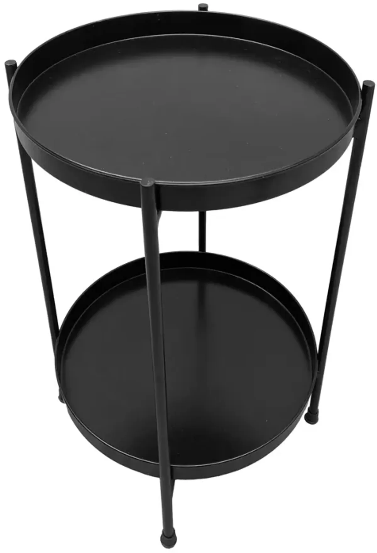 15 Inch Modern Side End Table, Metal Round Tray Top, Foldable Legs