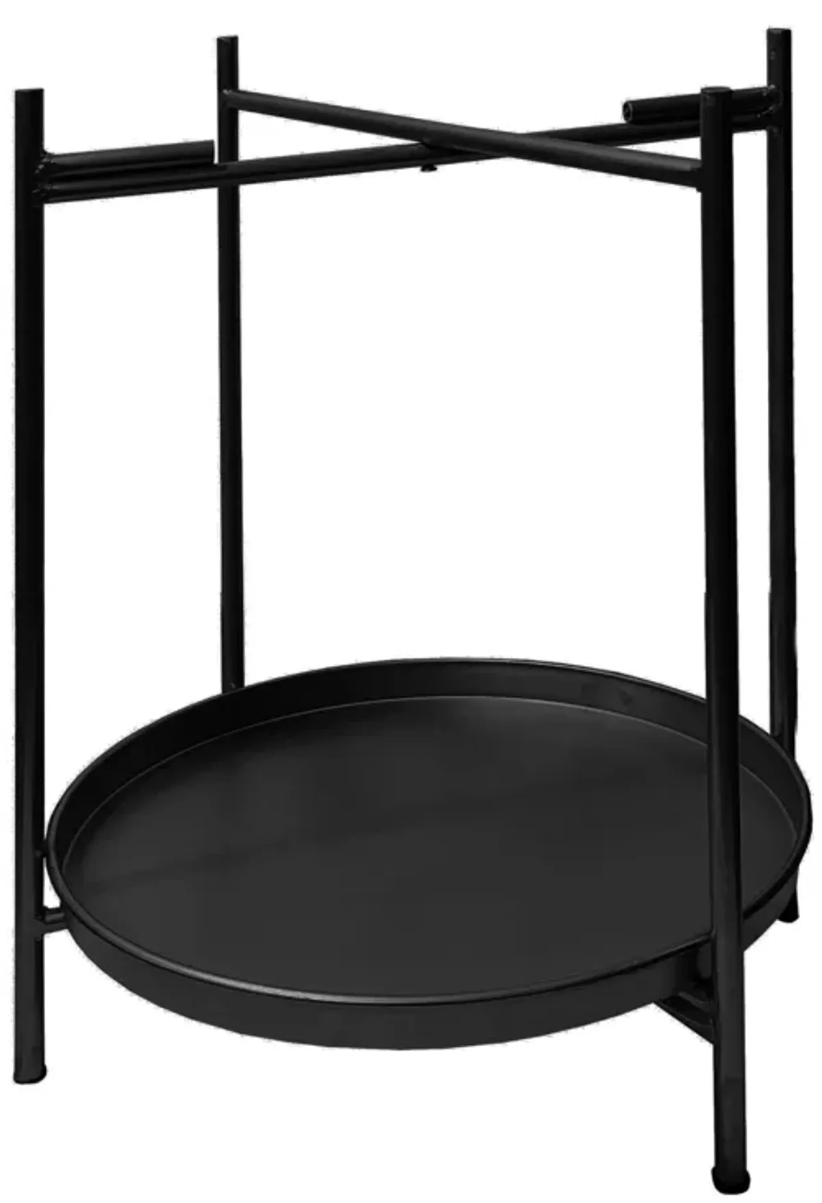 15 Inch Modern Side End Table, Metal Round Tray Top, Foldable Legs