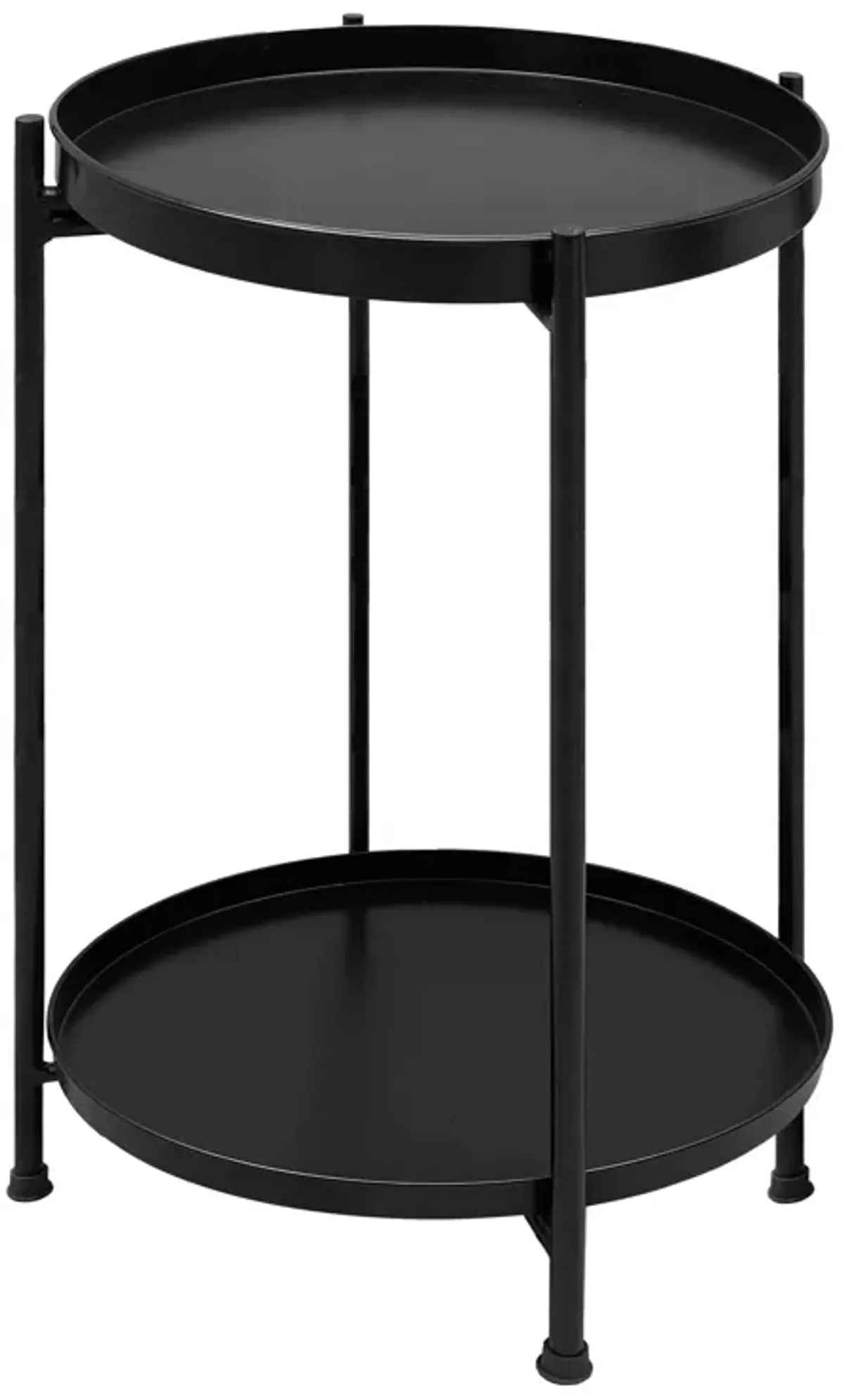 15 Inch Modern Side End Table, Metal Round Tray Top, Foldable Legs