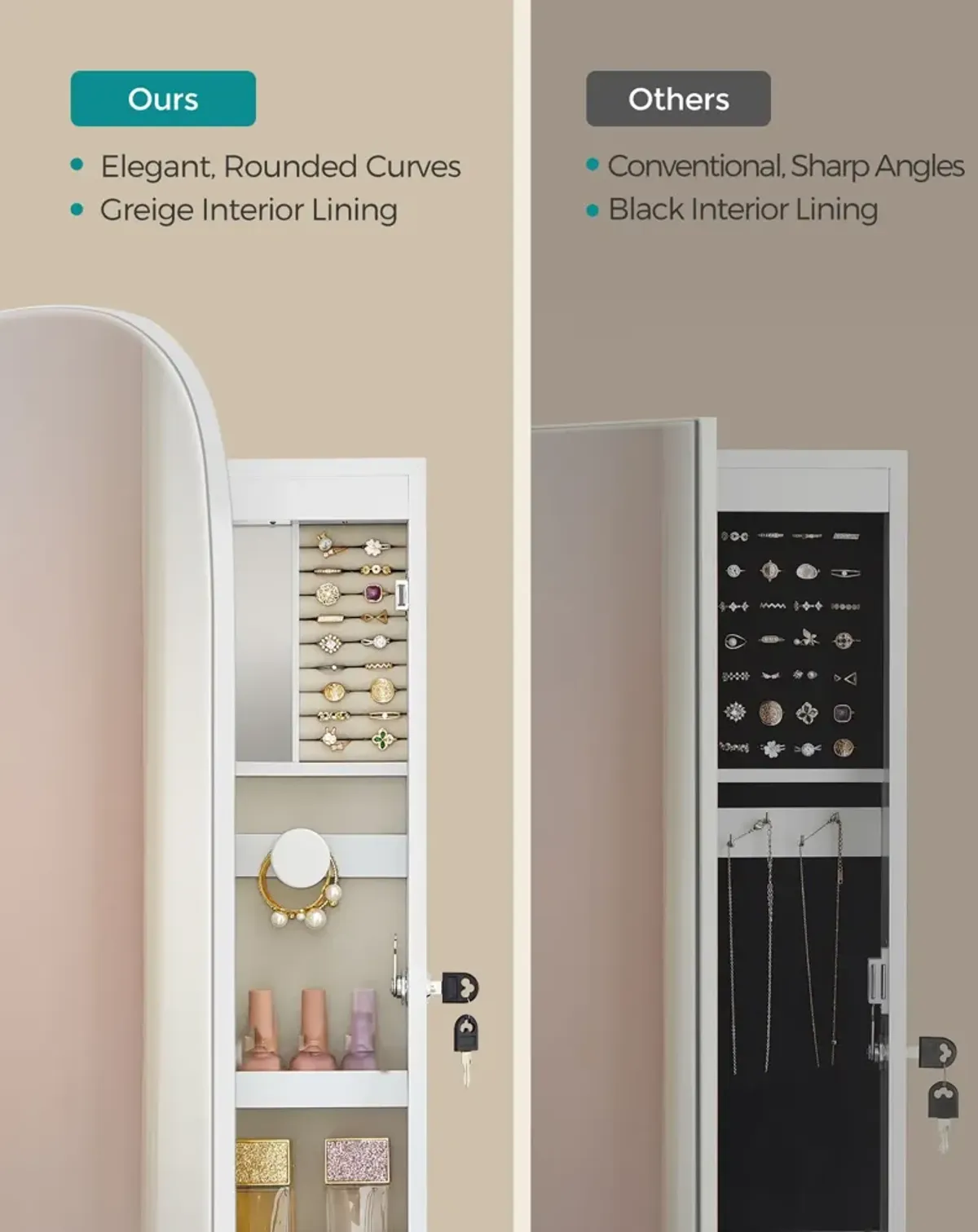 LED Jewelry Cabinet with Mirror Illuminated Storage for Jewelry and Accessories