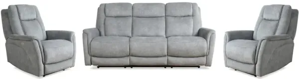 Parker Living Linus - Hudson Grey Power Reclining Sofa and Two Recliners