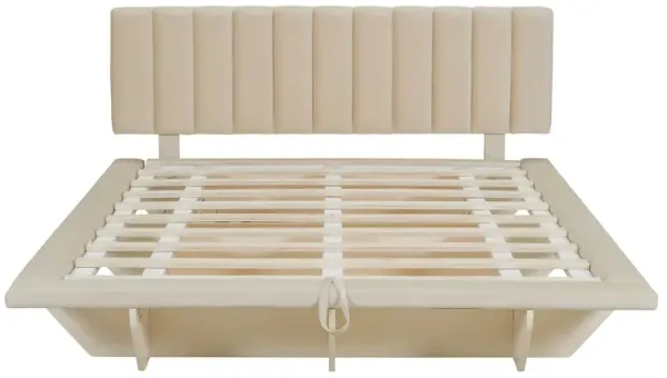 Merax Floating  Platform Bed with LED Light  and USB Port