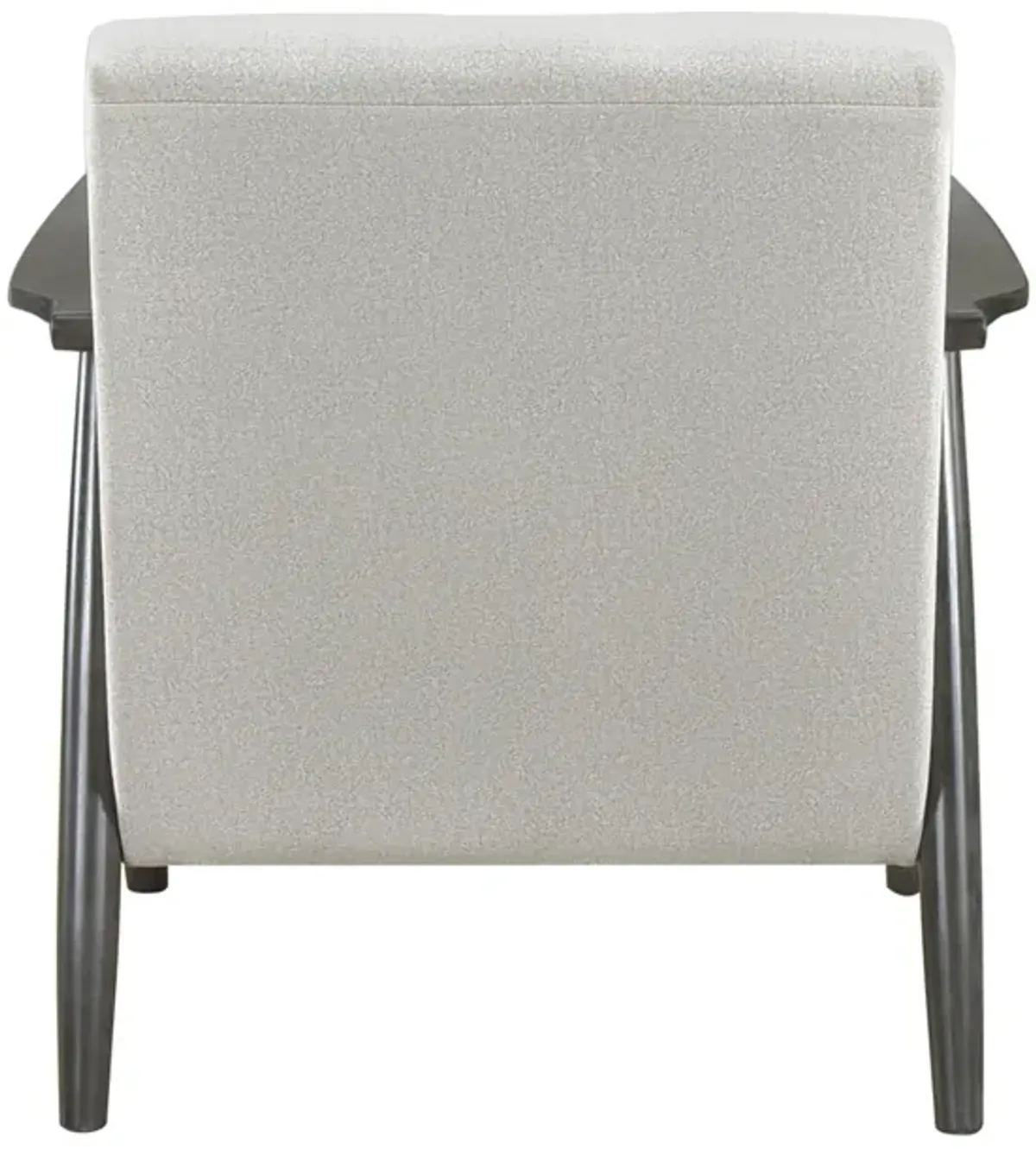 Tira 32 Inch Accent Chair, Channel Stitched, White Velvet, Gray Solid Wood - Benzara