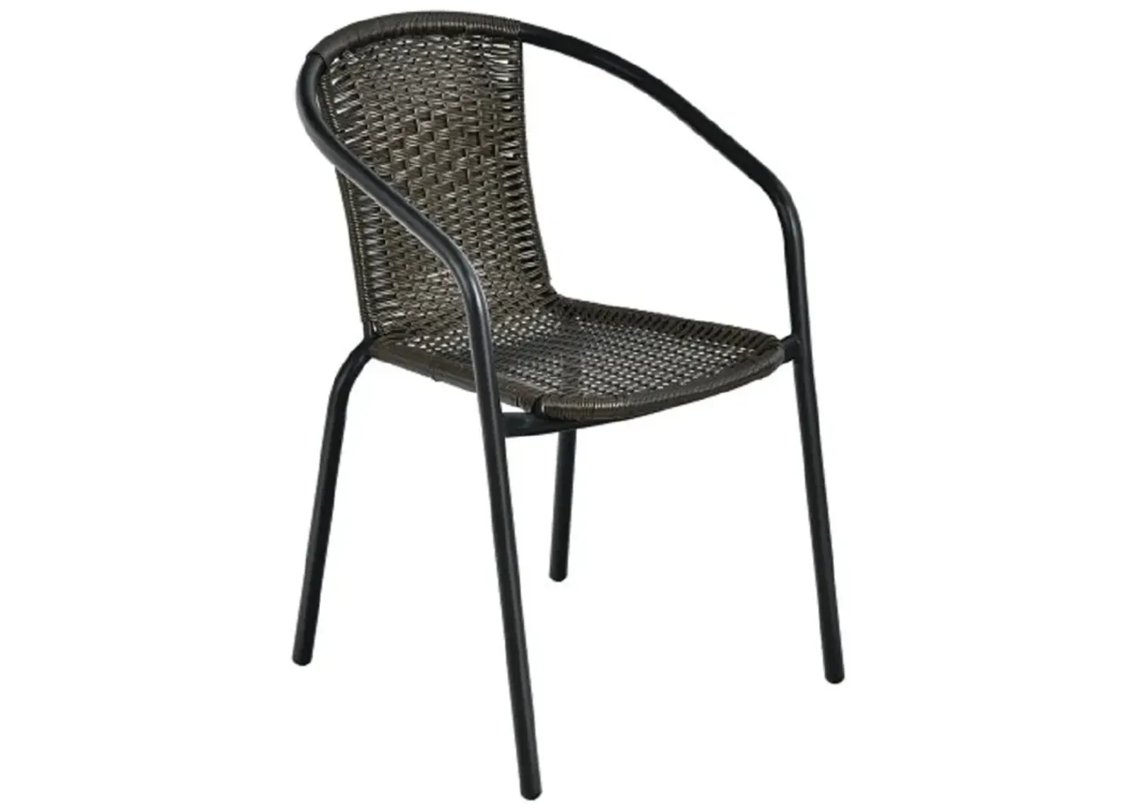 Patio Rattan Dining Chair with Curved Backrest for Yard Garden-Gray