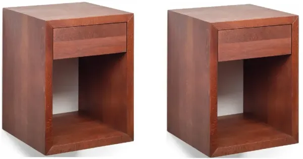 Set of 2 Mid-Century Modern Solid Hardwood Walnut Finish Floating Nightstands with Drawer - Bedside Tables for Bedroom