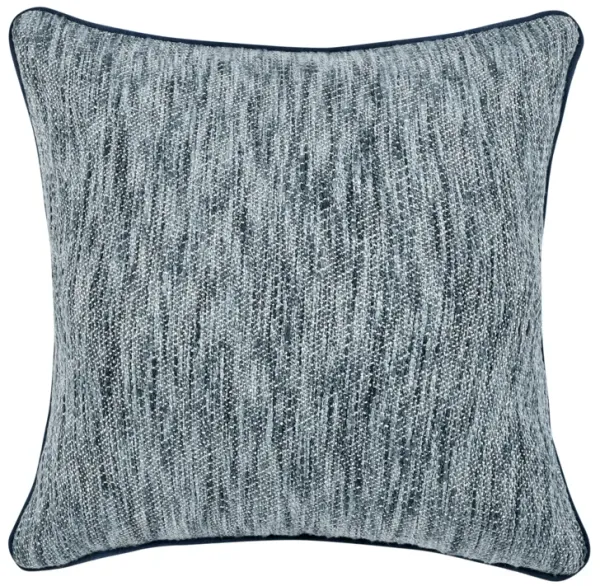Sam Square Accent Throw Pillow, 22 Inch, Cotton Blend Textured Blue - Benzara