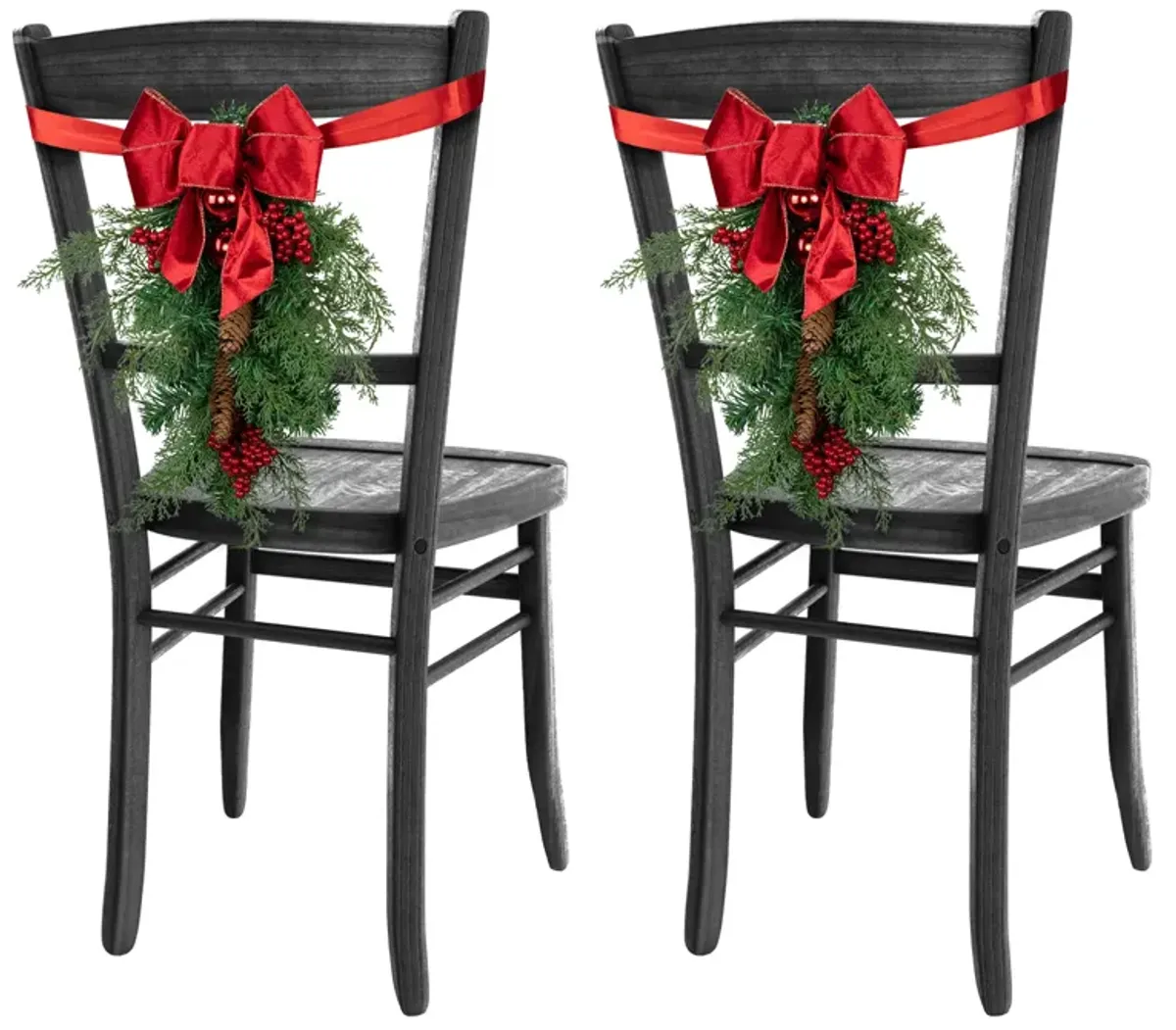 Set of 2 Mixed Cedar and Pine Christmas Chair Back Swags