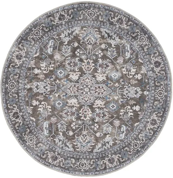 Machine Washable Series 1 SR104 Olive 4' x Round Rug