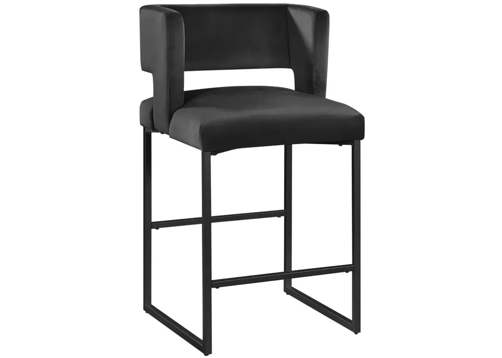 Lynx Velvet Bar Stools in Matte Black (Set of 2)