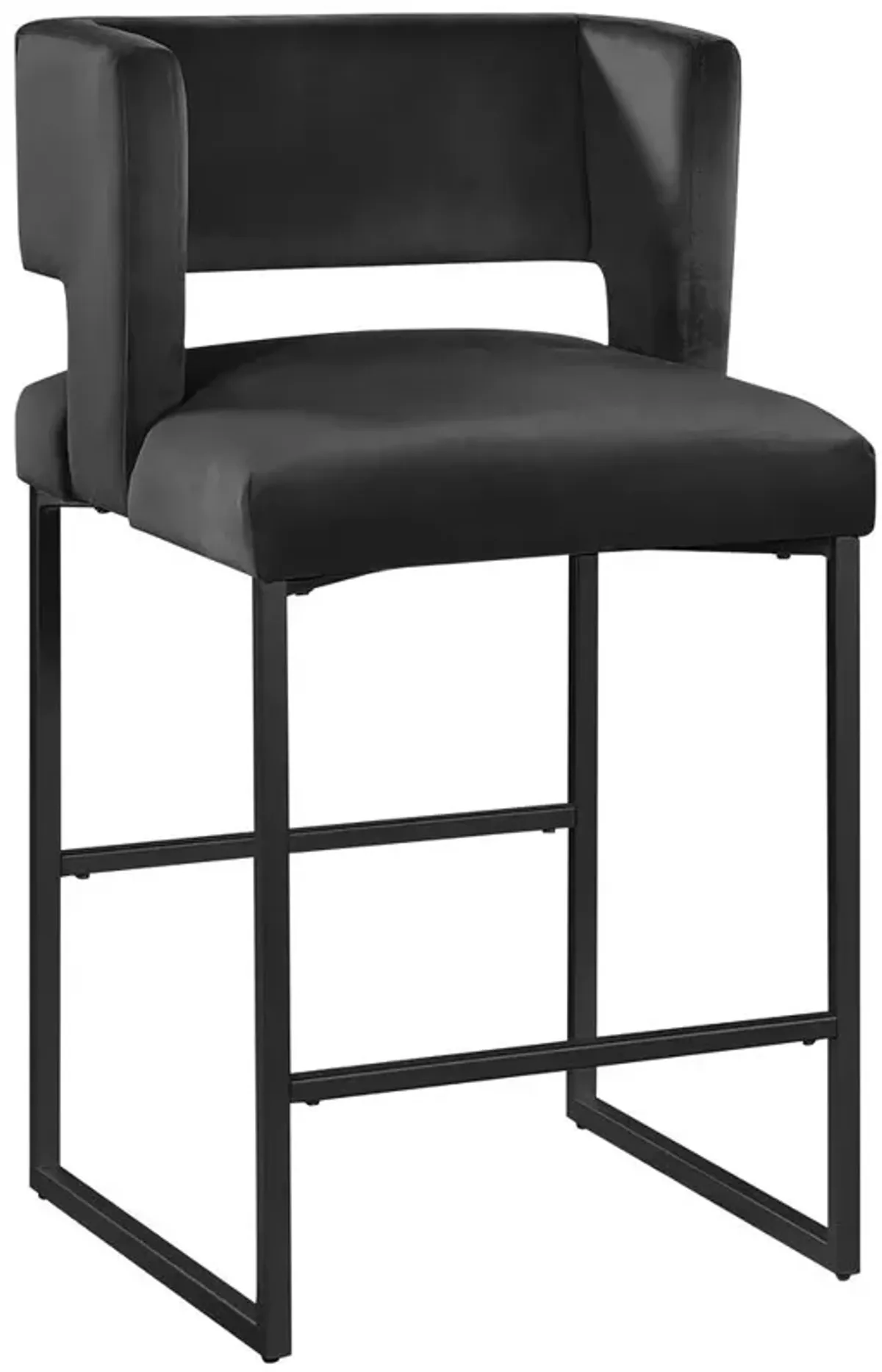 Lynx Velvet Bar Stools in Matte Black (Set of 2)