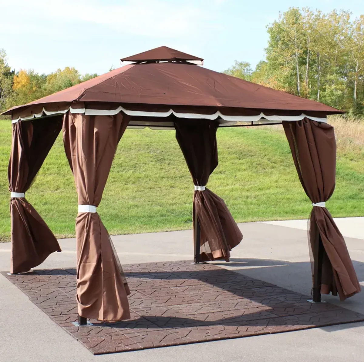 Sunnydaze 10 ft x 10 ft Soft Top Polyester Gazebo with Privacy Wall