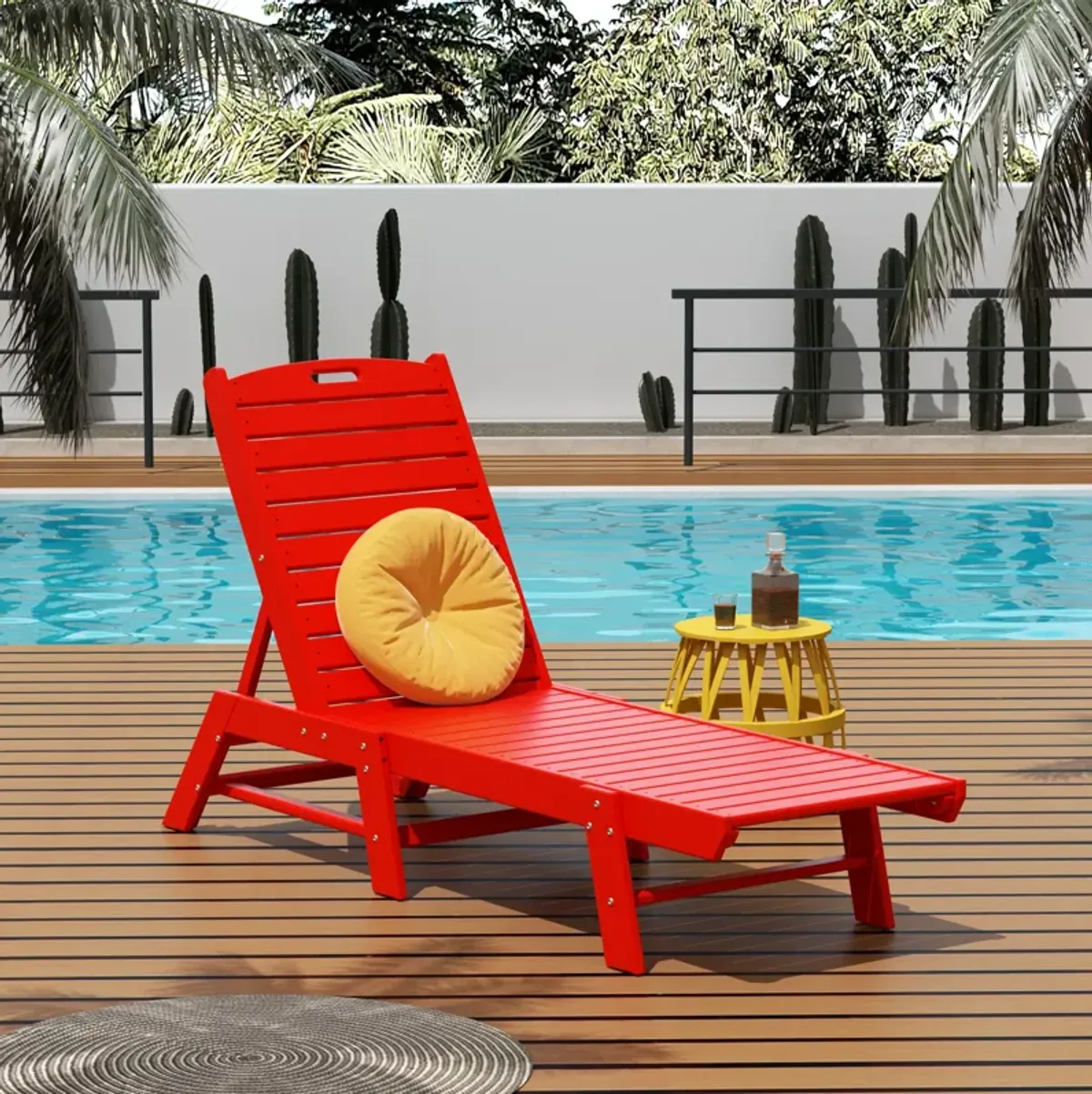 Reclining Outdoor Patio Adjustable Chaise Lounge Chair