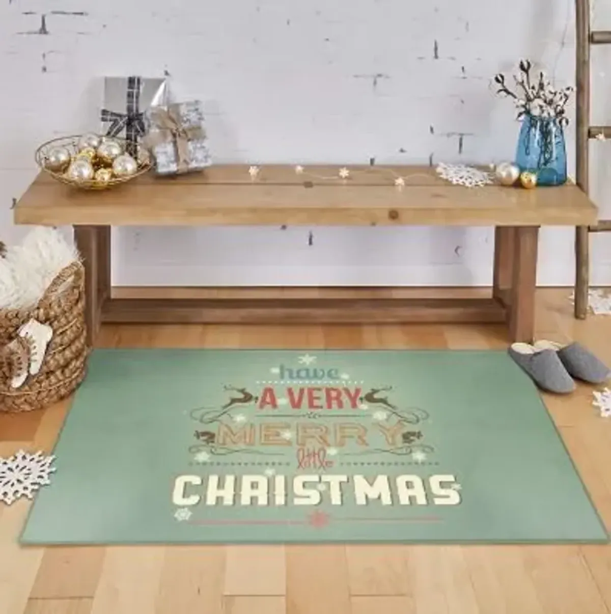 Merry Little Christmas Multi 2' 6" x 4' 2" Kitchen Mat