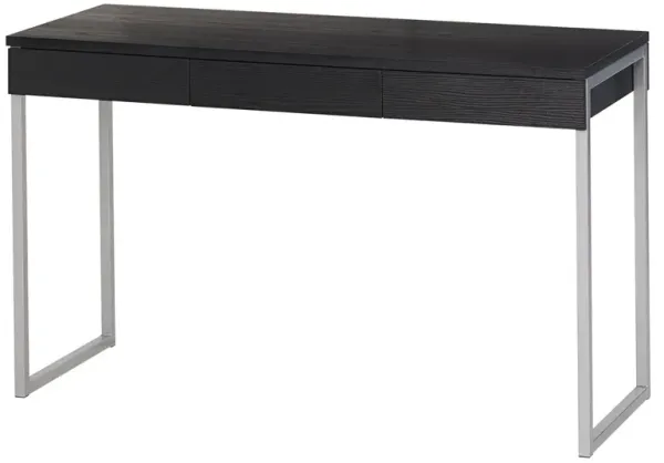 FurniFact Black 3 Drawer Desk - Compact Student Desk for Bedroom or Reading Table