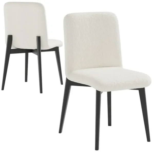 Hivvago Set of Two White and Black Upholstered Boucle Dining Side Chairs