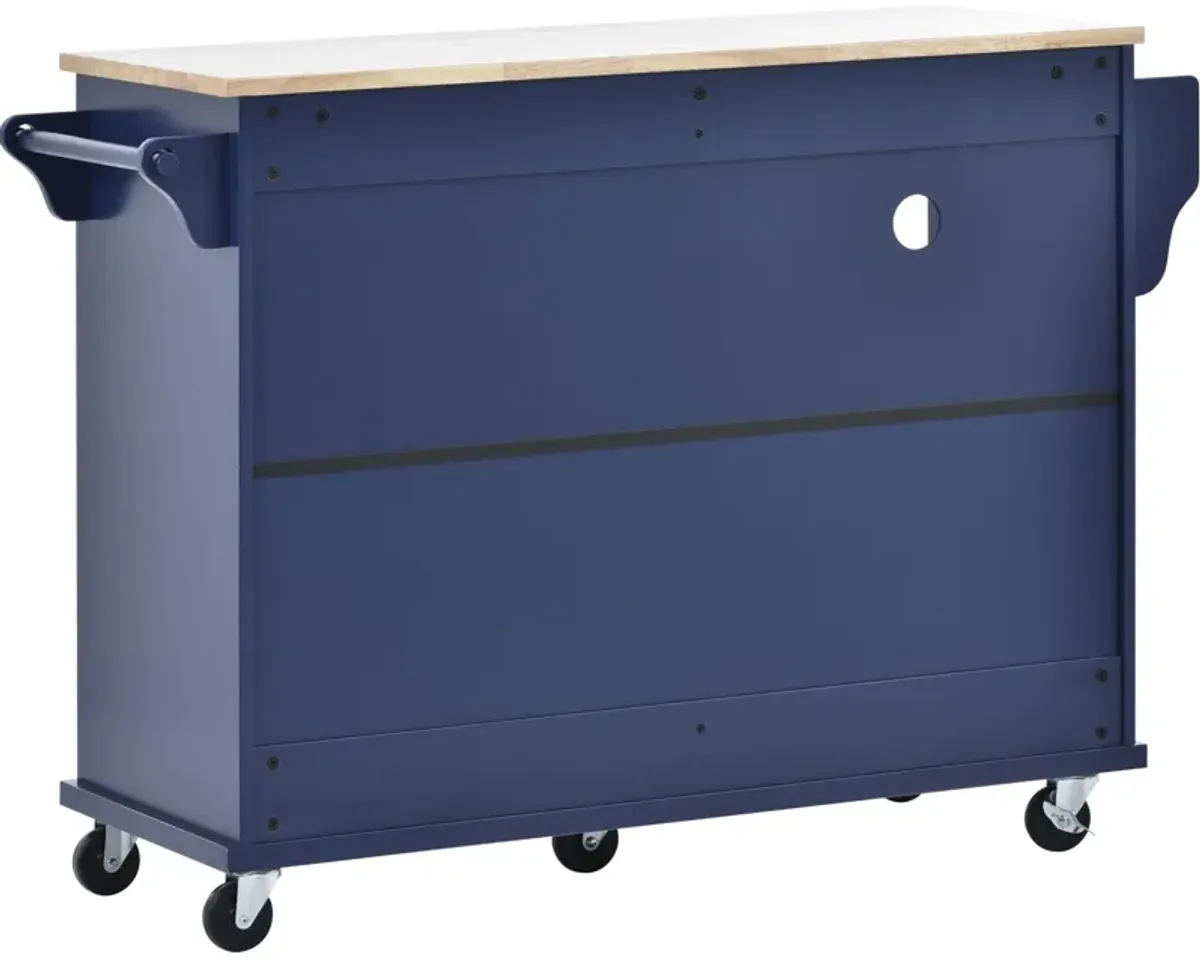 Merax Kitchen Island Cart with Storage Cabinet and Two Locking Wheels,Solid wood desktop