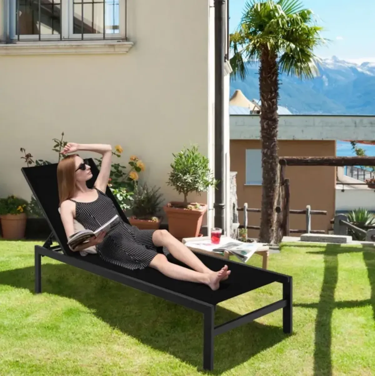 Hivvago 6-Position Chaise Lounge Chairs with Rustproof Aluminium Frame