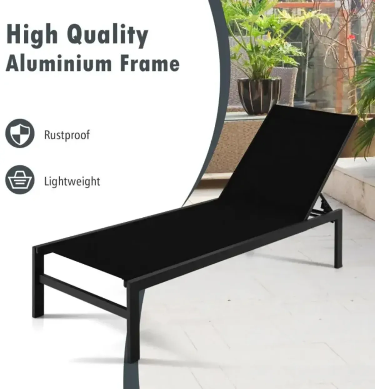 Hivvago 6-Position Chaise Lounge Chairs with Rustproof Aluminium Frame