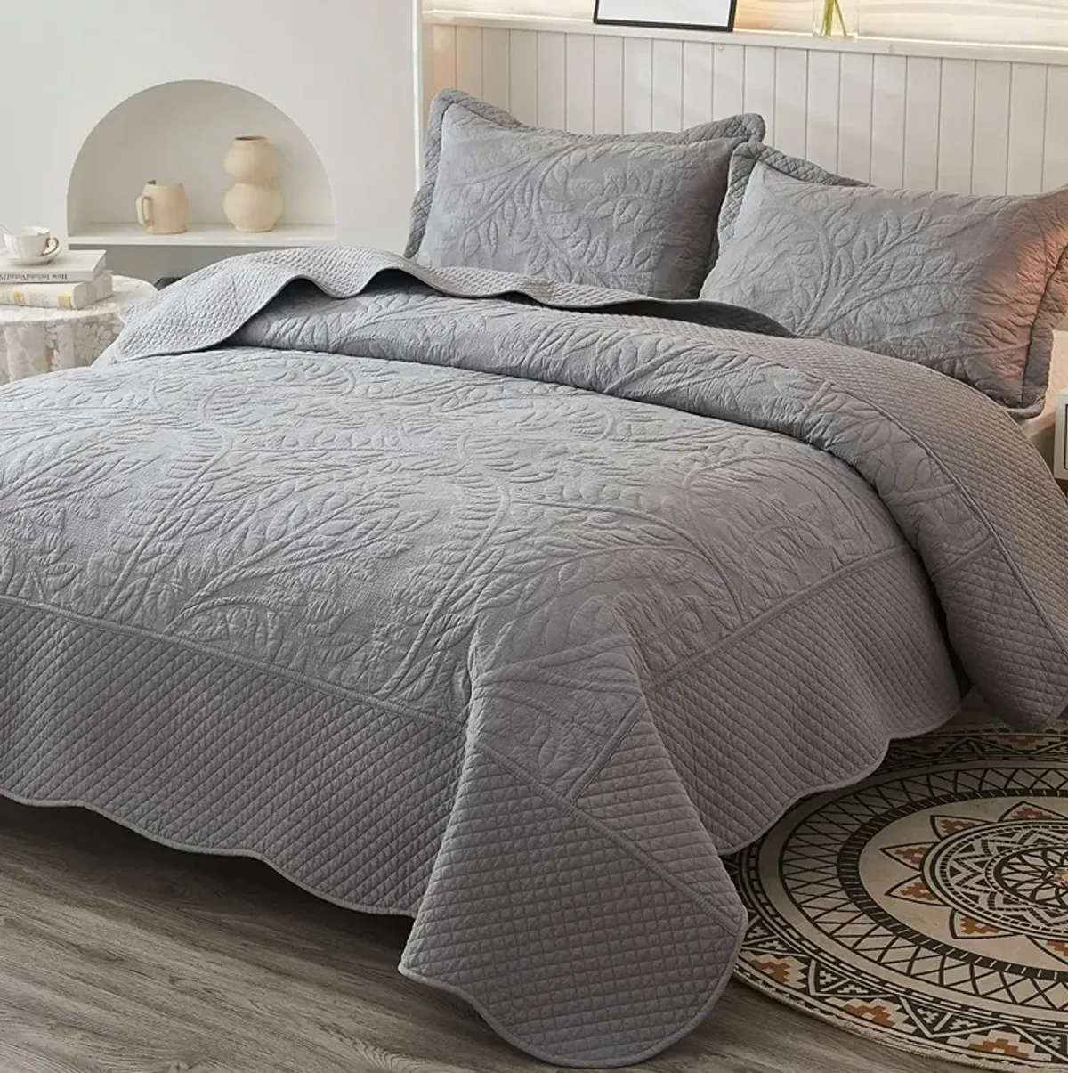 MarCielo 100% Cotton Oversized Bedspread Quilt Set T