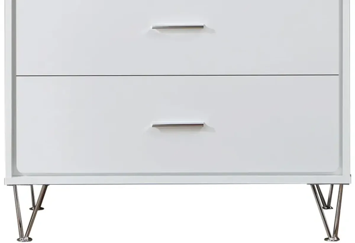 Contemporary Style Wooden Chest with Five Drawers, White-Benzara