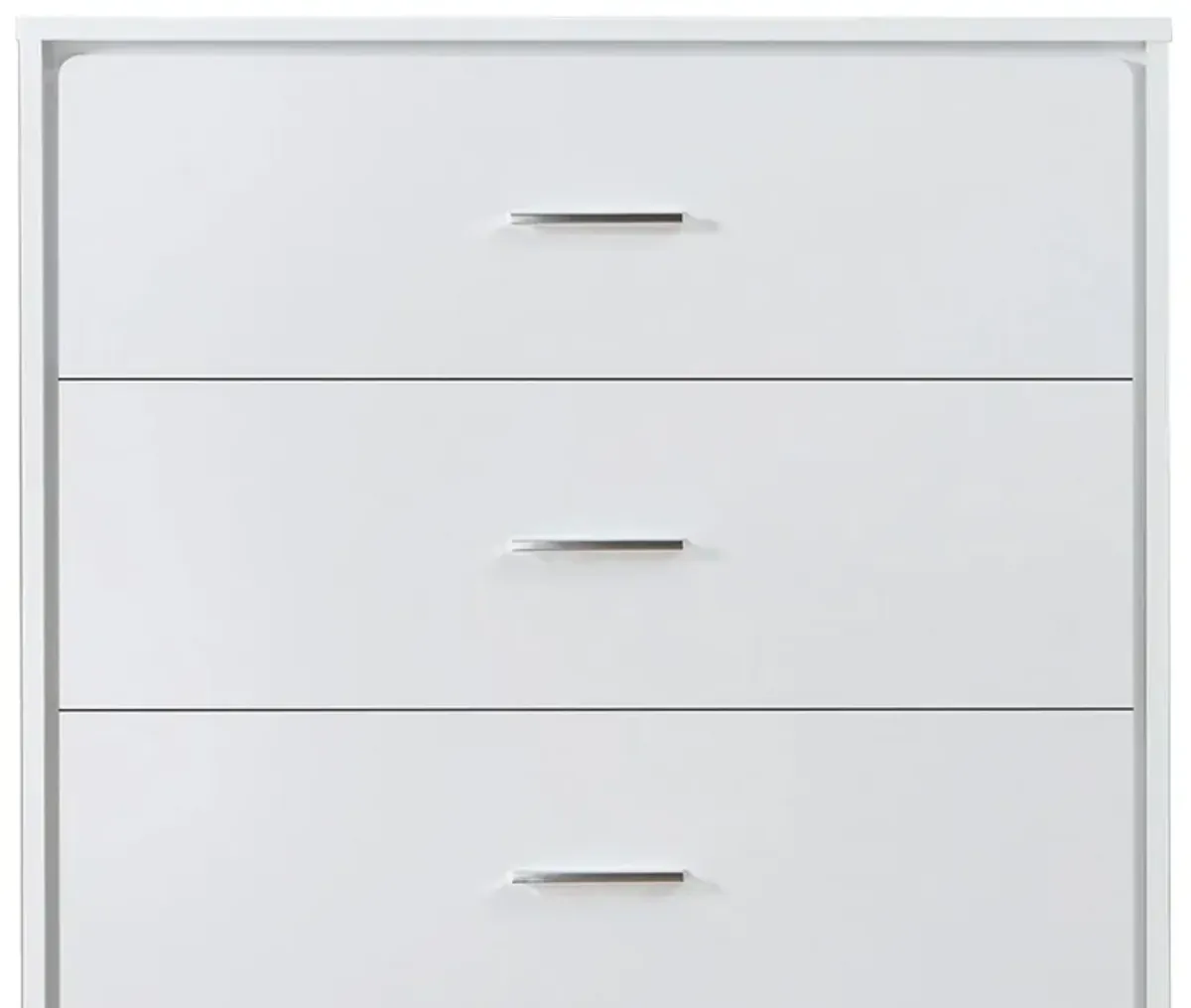 Contemporary Style Wooden Chest with Five Drawers, White-Benzara