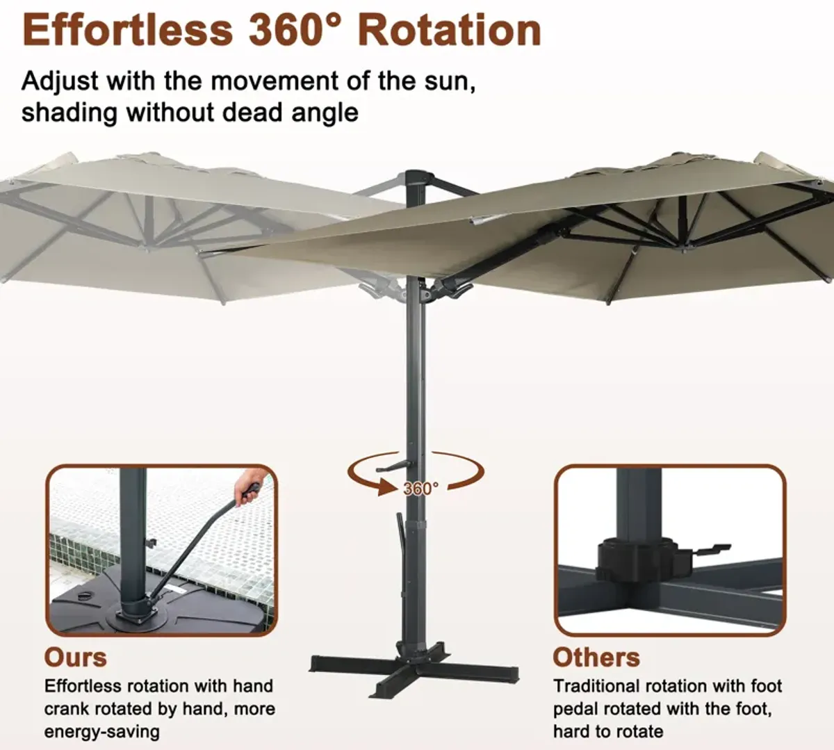 MONDAWE 10 ft. x 13 ft. Aluminum Cantilever Patio Umbrella  Garden Offset Umbrella with Base Weight Stand