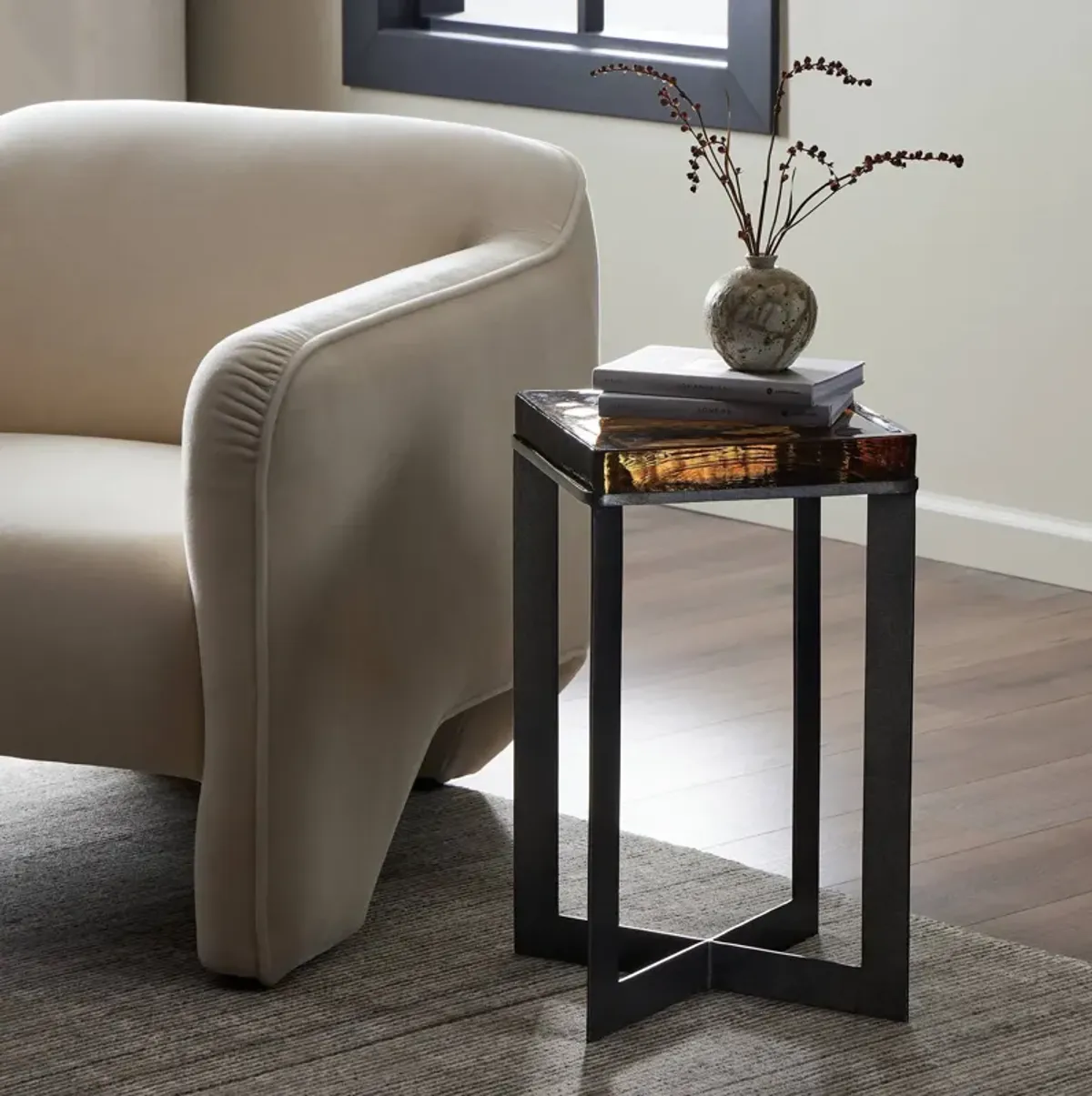 Lennie Cast Glass End Table