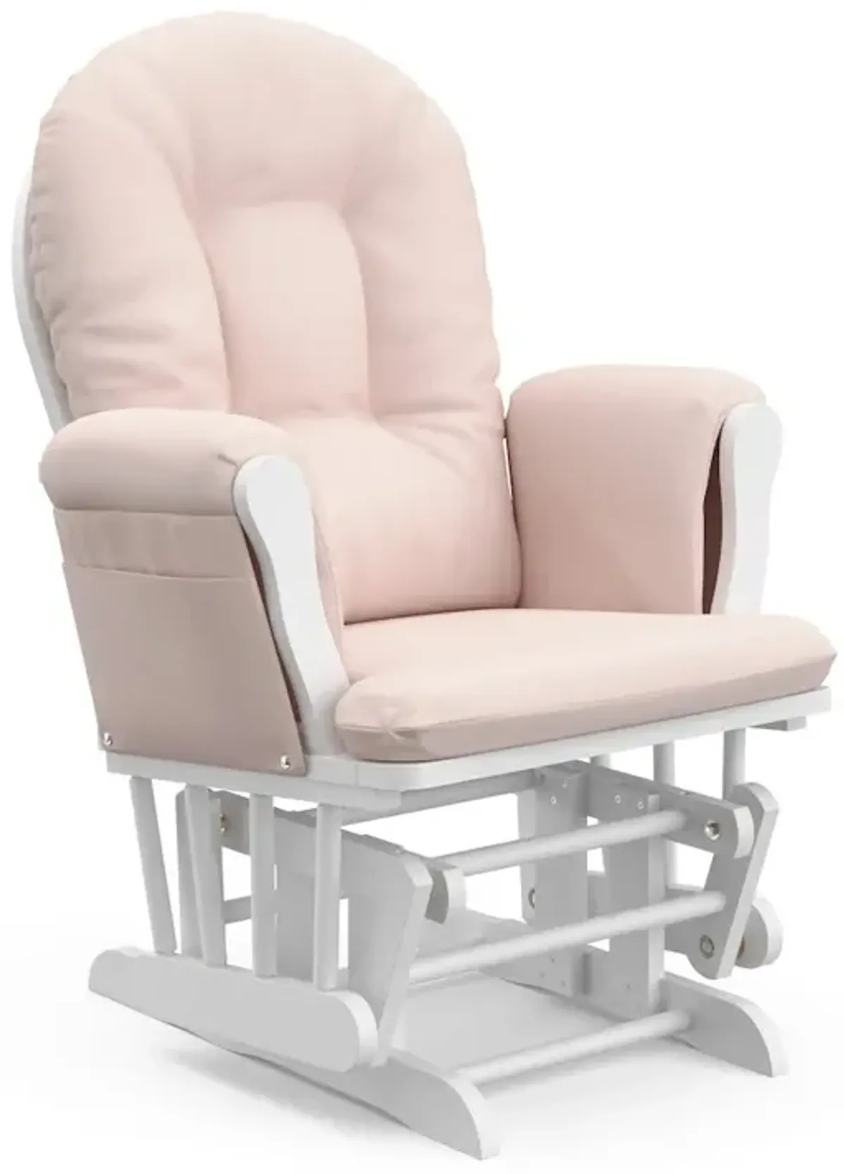 Storkcraft Hoop Glider and Ottoman - White with Pink