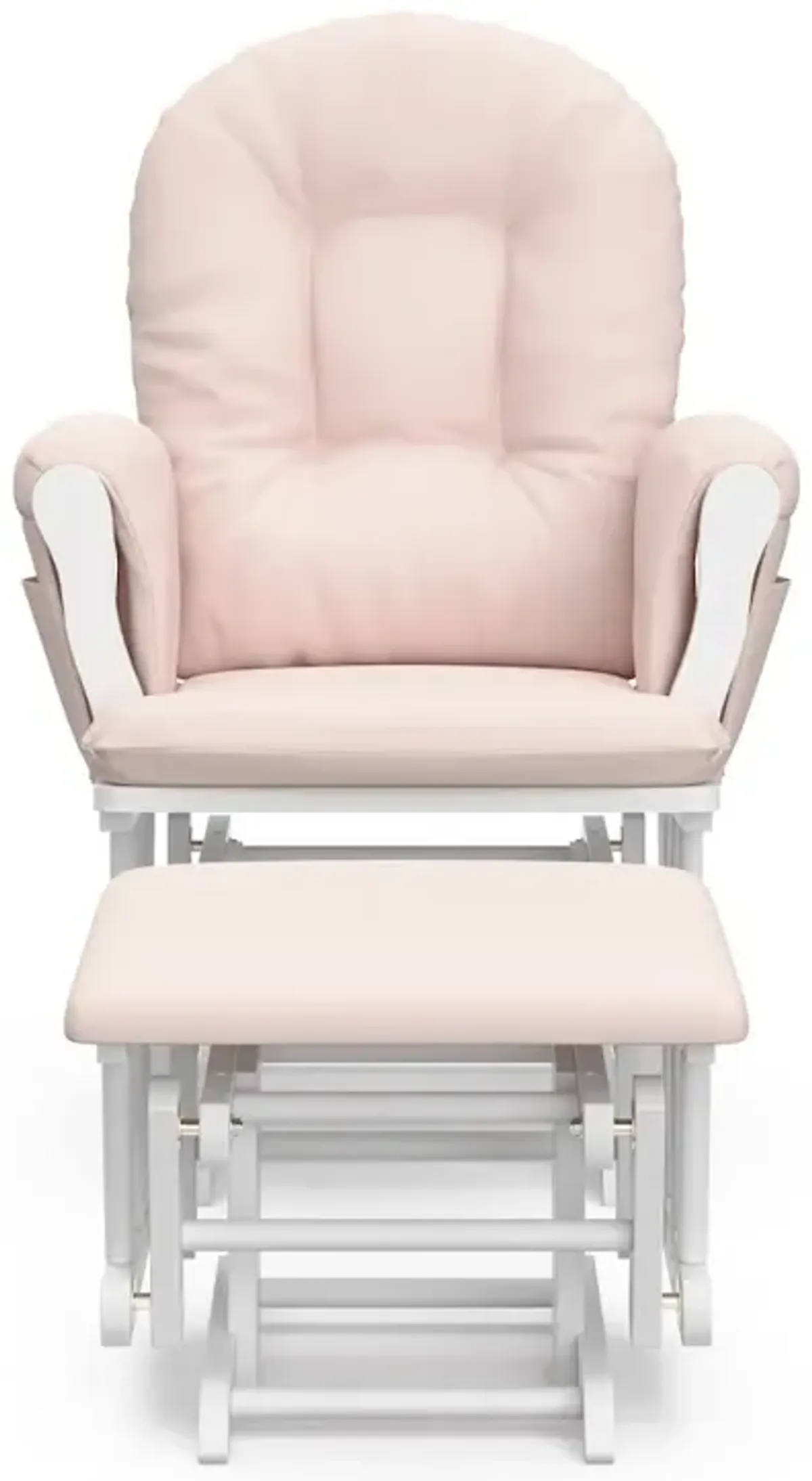 Storkcraft Hoop Glider and Ottoman - White with Pink