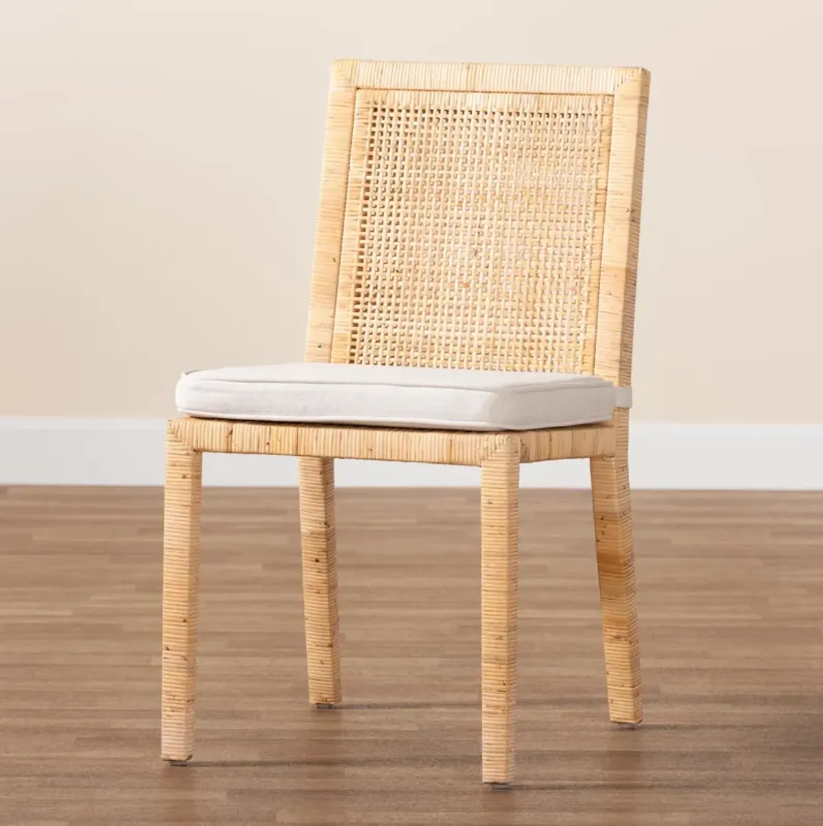 Baxton Studio Sofia Modern and Contemporary Natural Finished Wood and Rattan Dining Chair