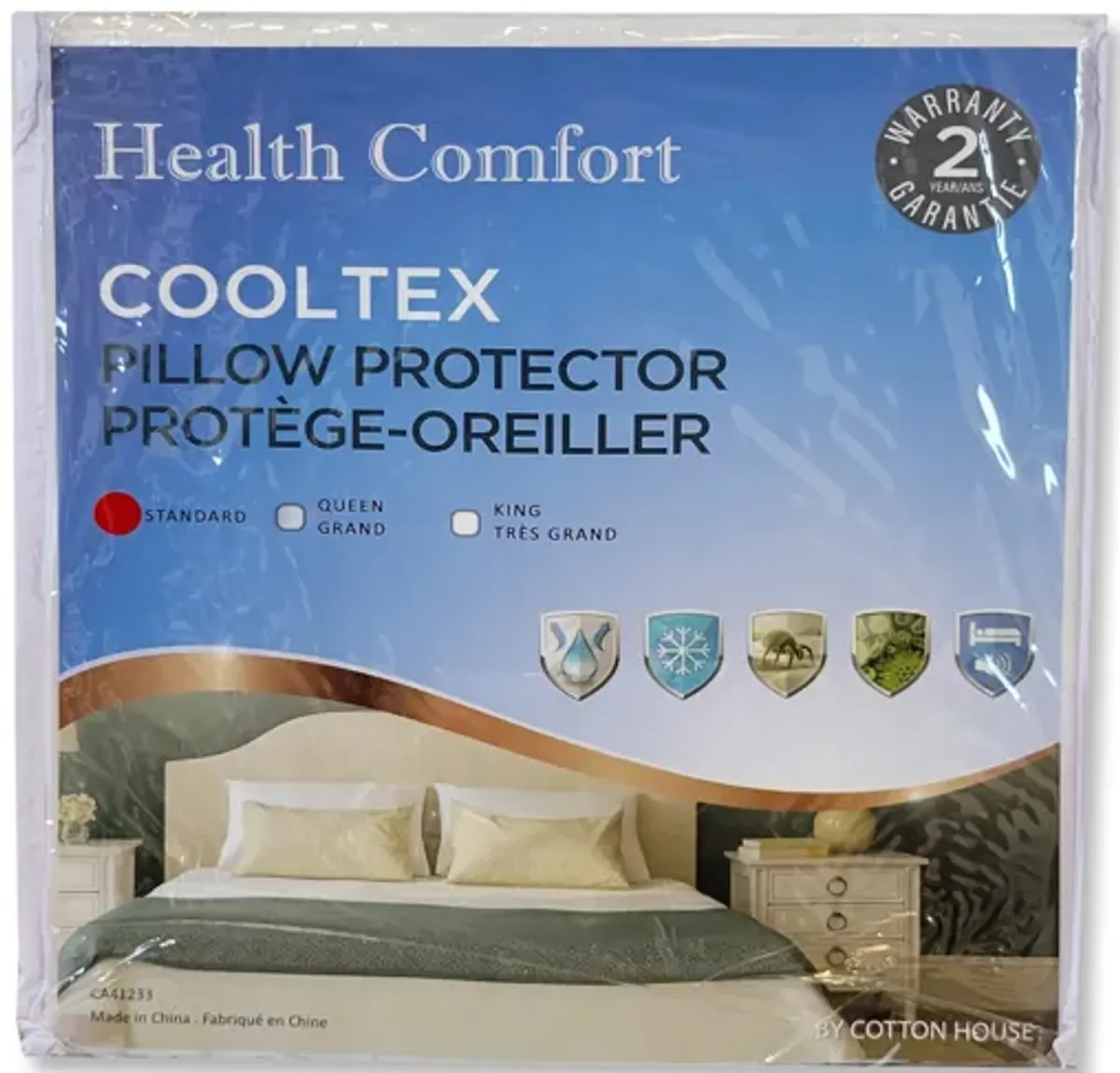 Cotton House - CoolTex Pillow Protector, Waterproof, Standard Size, White