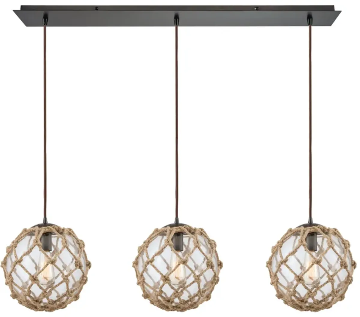 Coastal Inlet Clear 3-Light Linear Pendant