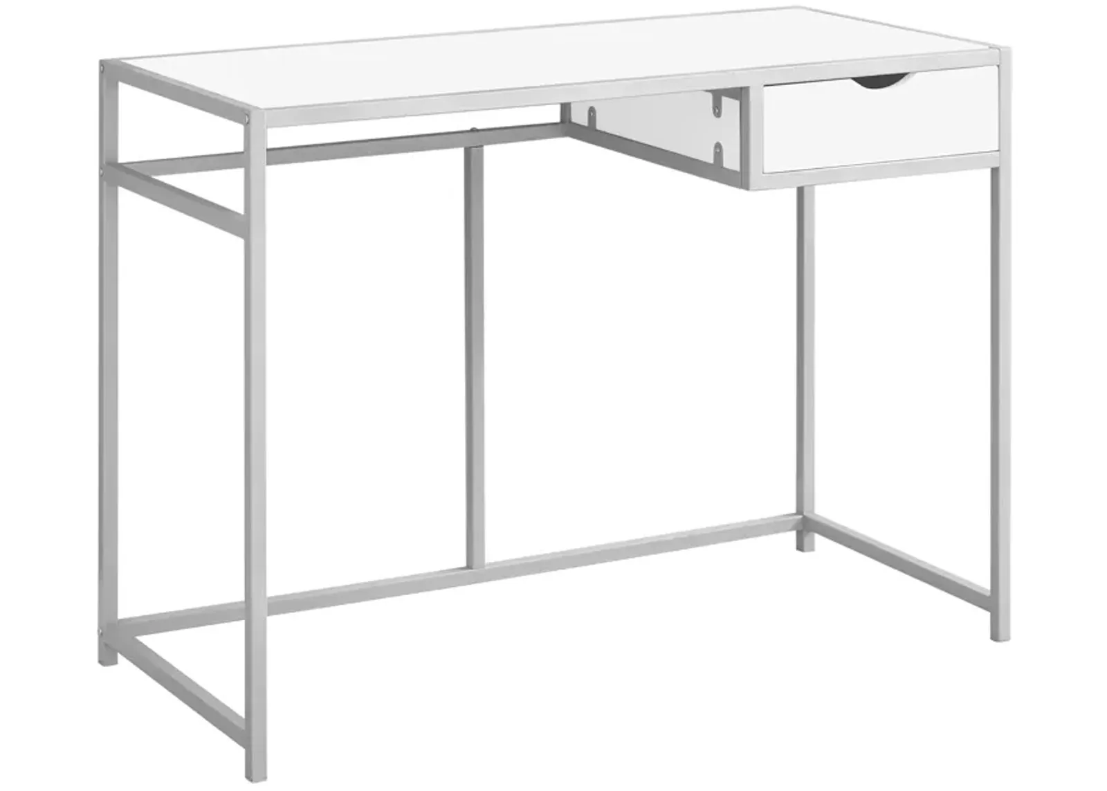 Monarch Specialties I 7222 Computer Desk, Home Office, Laptop, Storage Drawer, 42"L, Work, Metal, Laminate, White, Grey, Contemporary, Modern