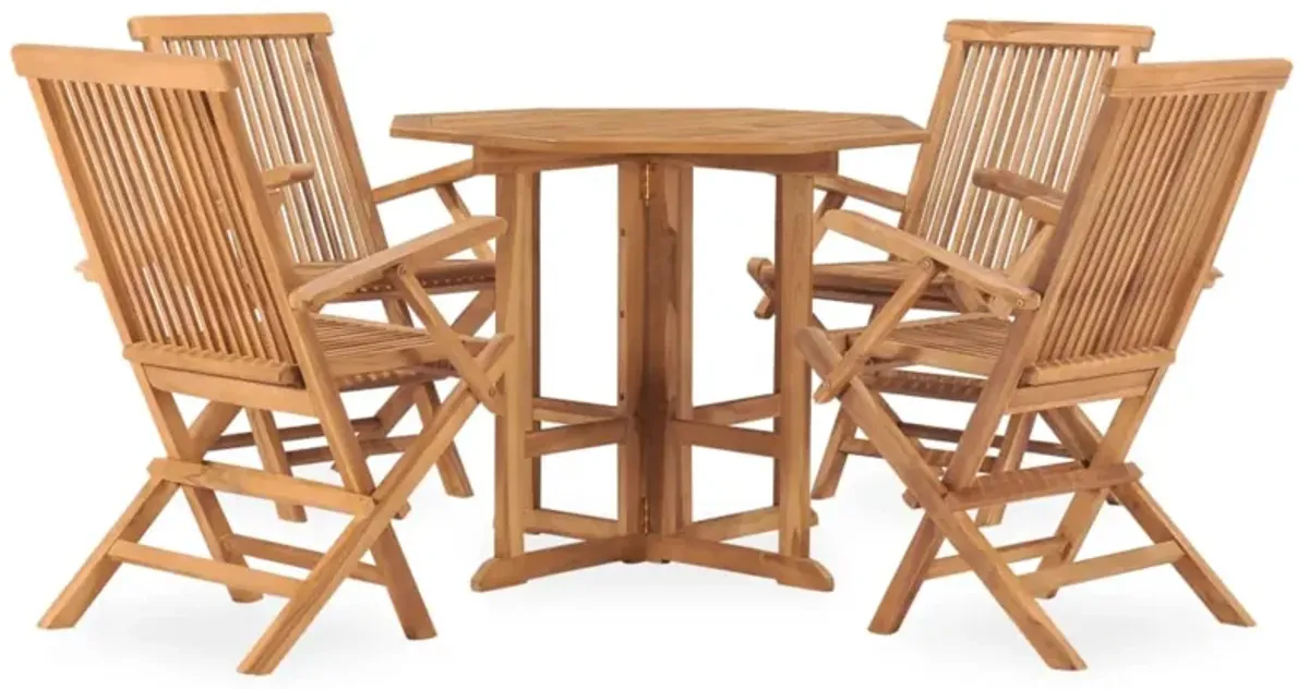 vidaXL 5 Piece Folding Outdoor Dining Set Solid Teak Wood