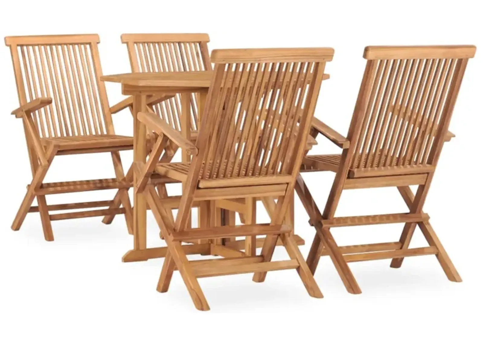 vidaXL 5 Piece Folding Outdoor Dining Set Solid Teak Wood