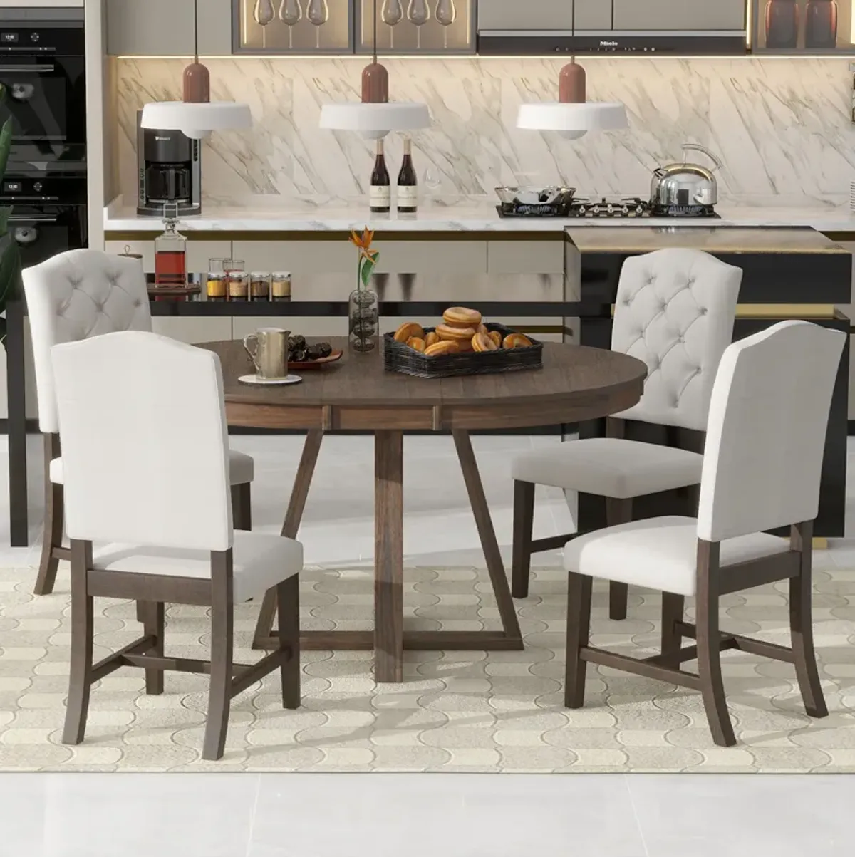 Merax 5-Piece Retro Functional Dining Set