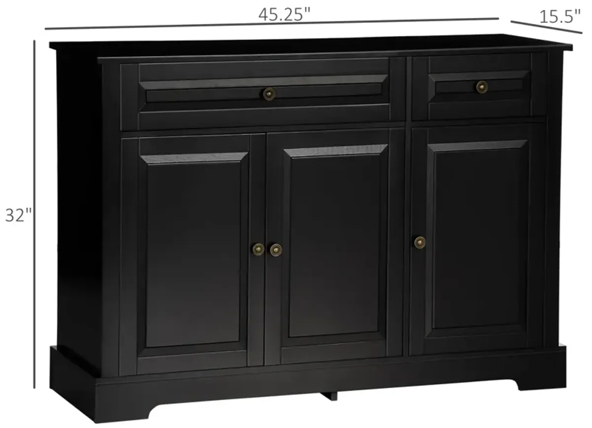 Black Living Room Cabinet: Modern Sideboard with Cupboards & Shelves