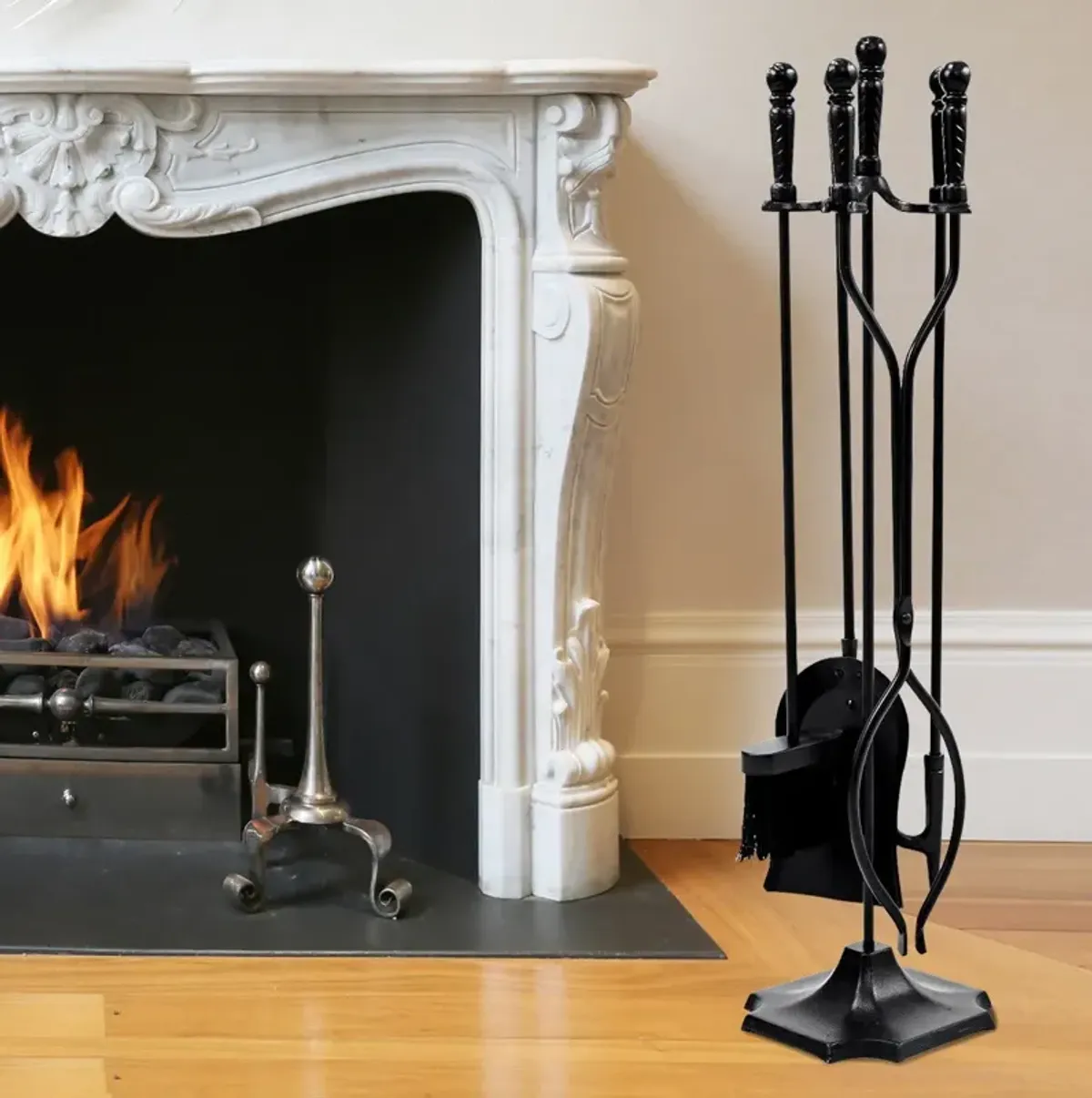 31 inch 5 Pieces Metal Fireplace Tool Set with Stand