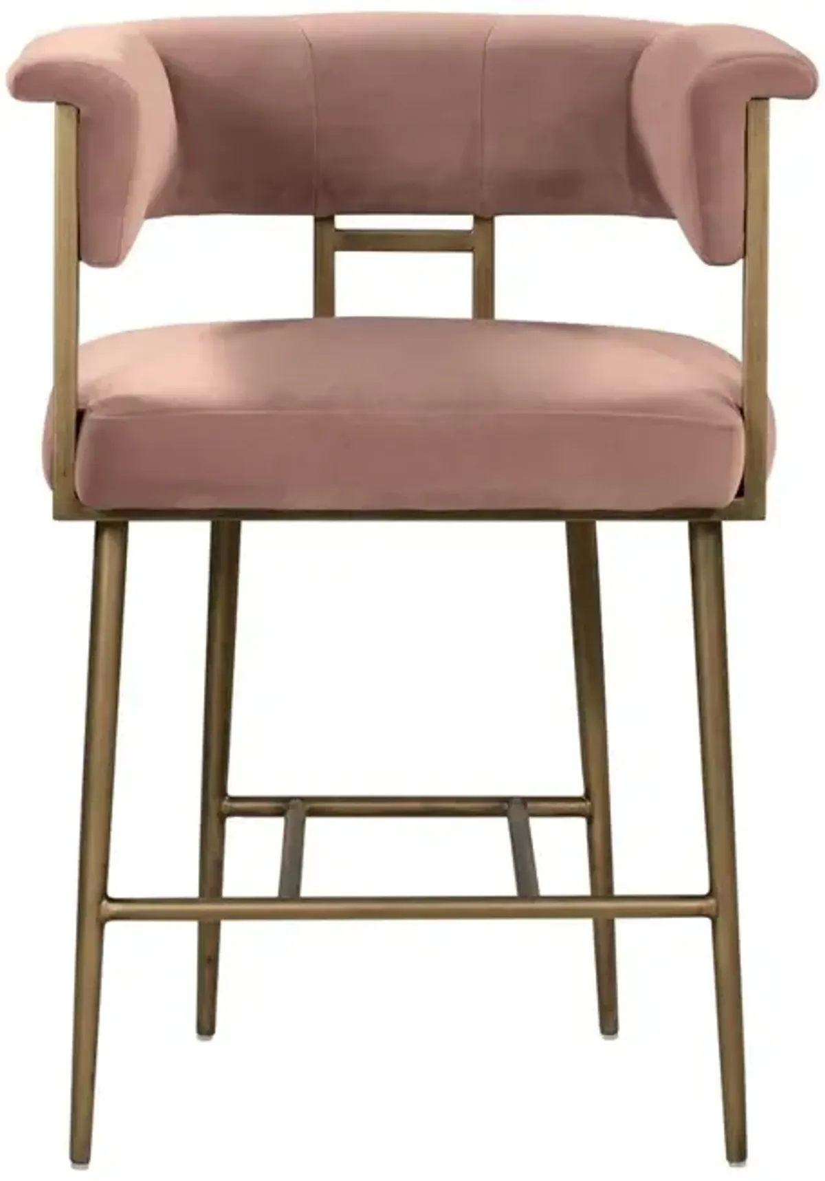 Belen Kox Blush Velvet Counter Stool with Antique Brass Frame, Belen Kox