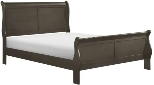 Gage Traditional California King Sleigh Bed, Wood Frame, Stained Gray