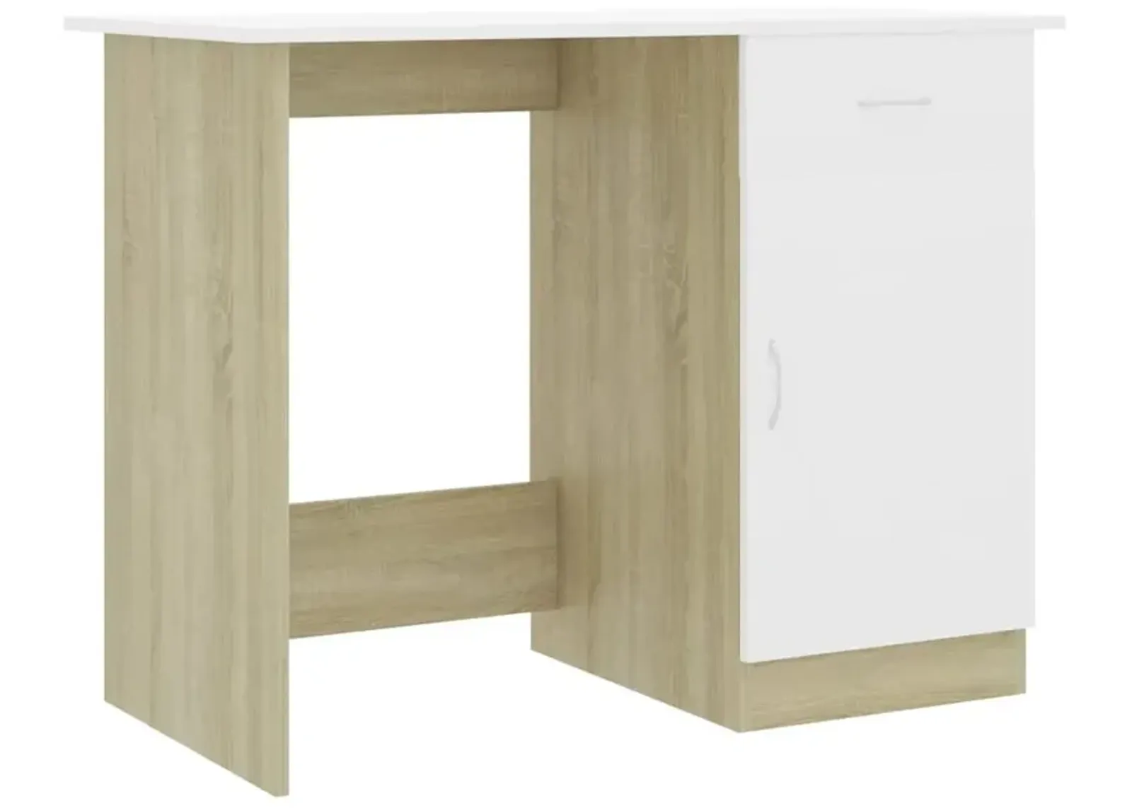 vidaXL Desk White and Sonoma Oak 39.4"x19.7"x29.9" Chipboard, 801085