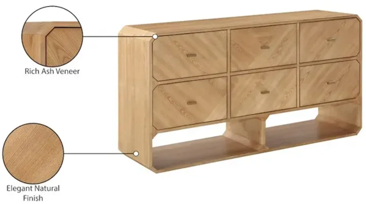 Meridian Furniture Parker Natural Ash Veneer Dresser