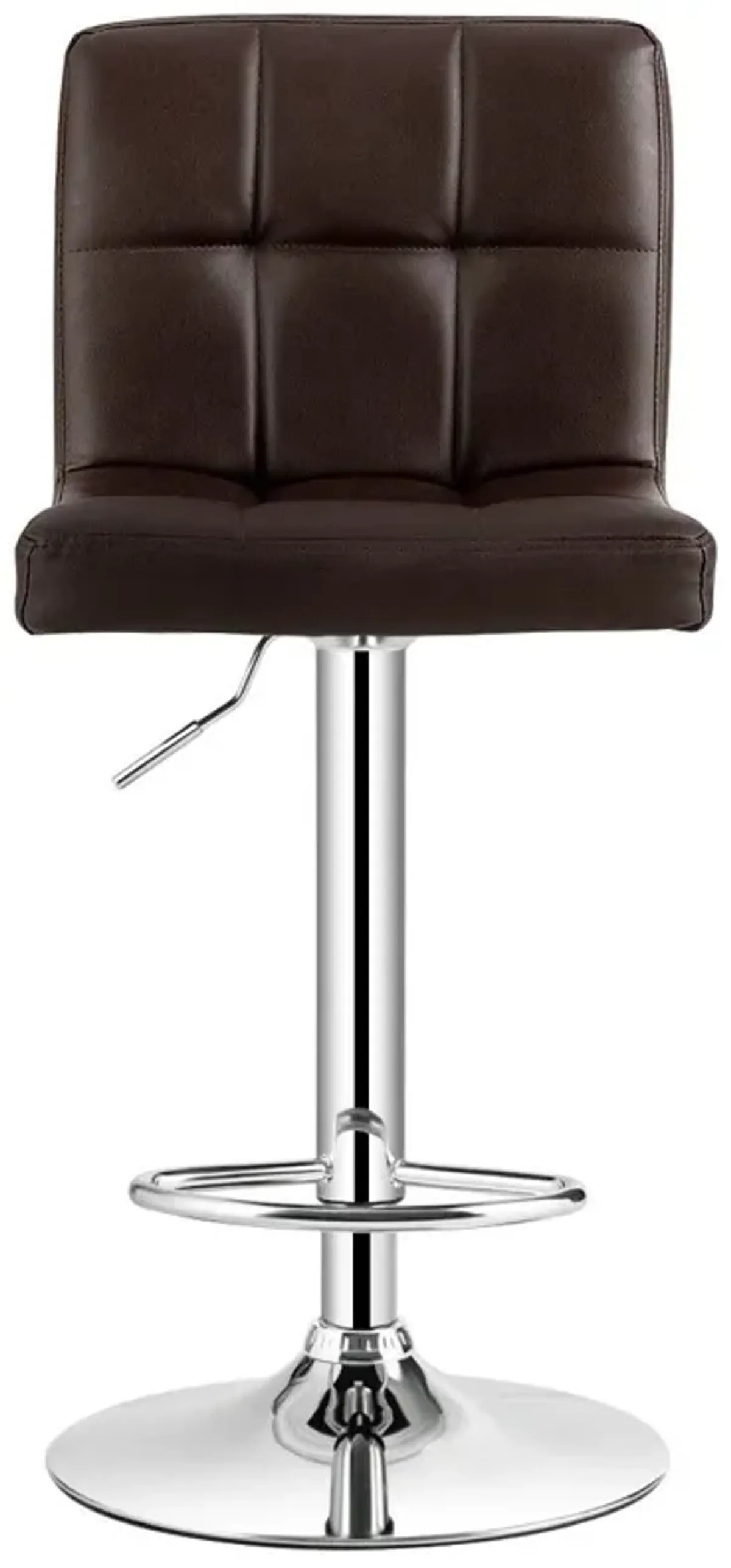 Set of 2 Square Swivel Adjustable PU Leather Bar Stools with Back and Footrest